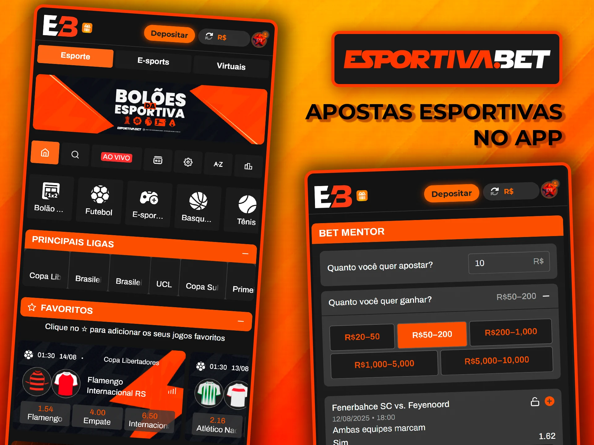 Faça apostas desportivas através da aplicação EsportivaBet.