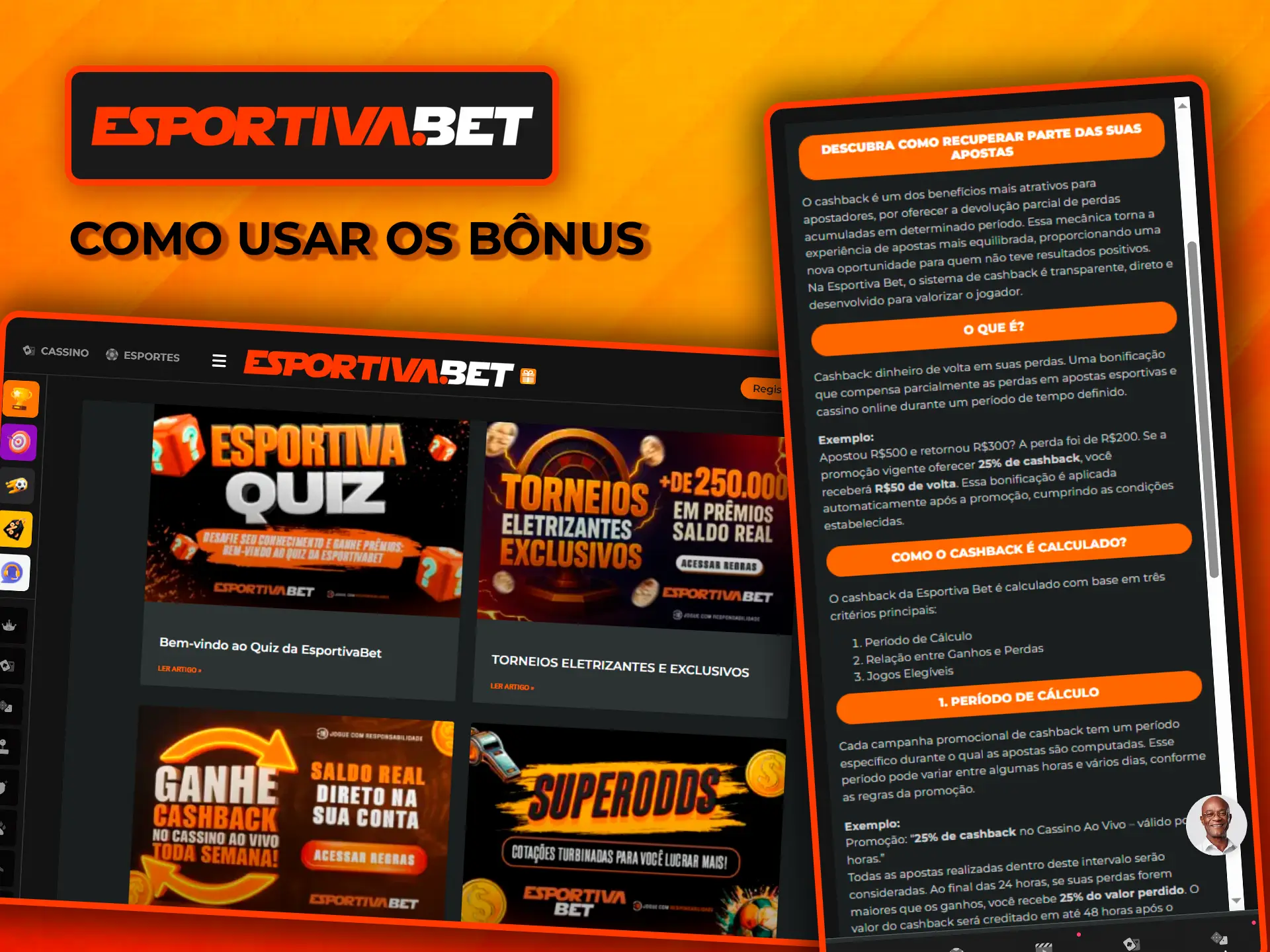 Saber como usar os bónus na EsportivaBet.