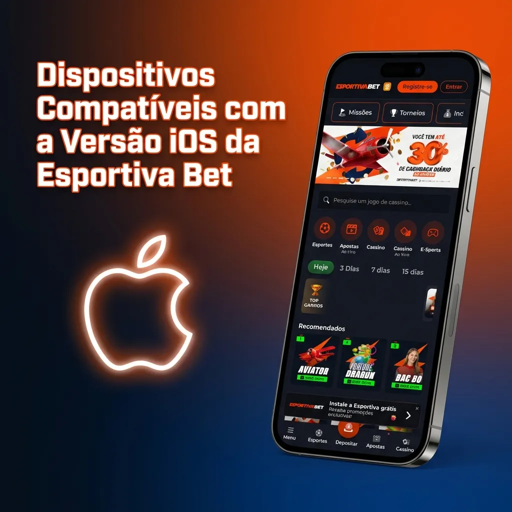 Apple devices showing Esportiva Bet app compatibility: iPhone 15, 14, 13, 12, SE, iPad Pro, Air, and Mini models